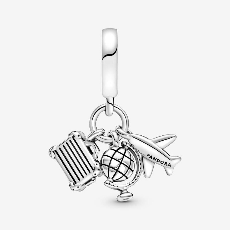 Charm Pendentif Pandora Airplane Globe & Suitcase Rose | PKI-80102992