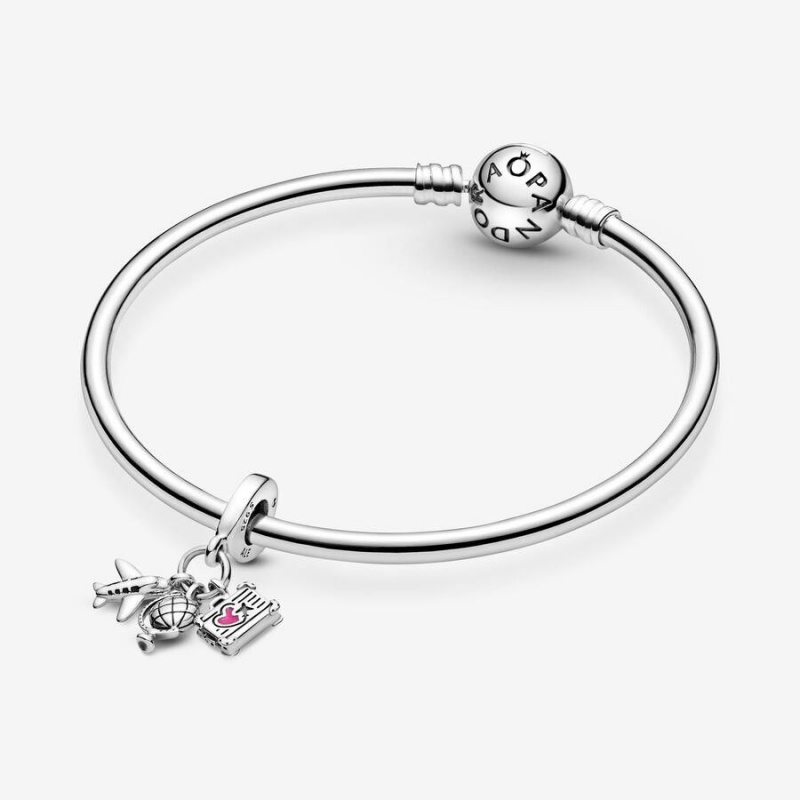 Charm Pendentif Pandora Airplane Globe & Suitcase Rose | PKI-80102992