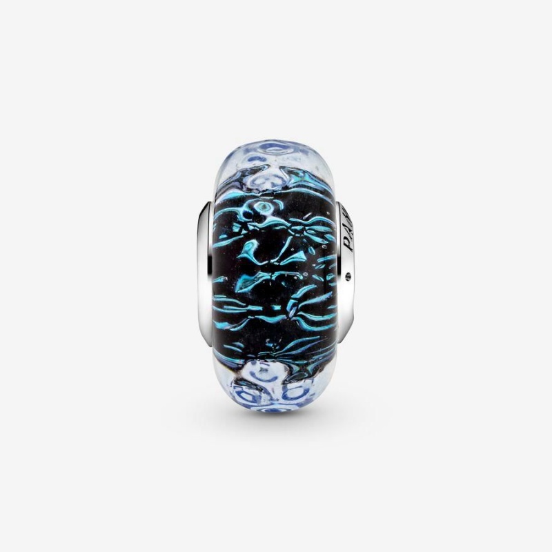 Charm Pandora Wavy Murano Glass Ocean Bleu | UKA-94976968