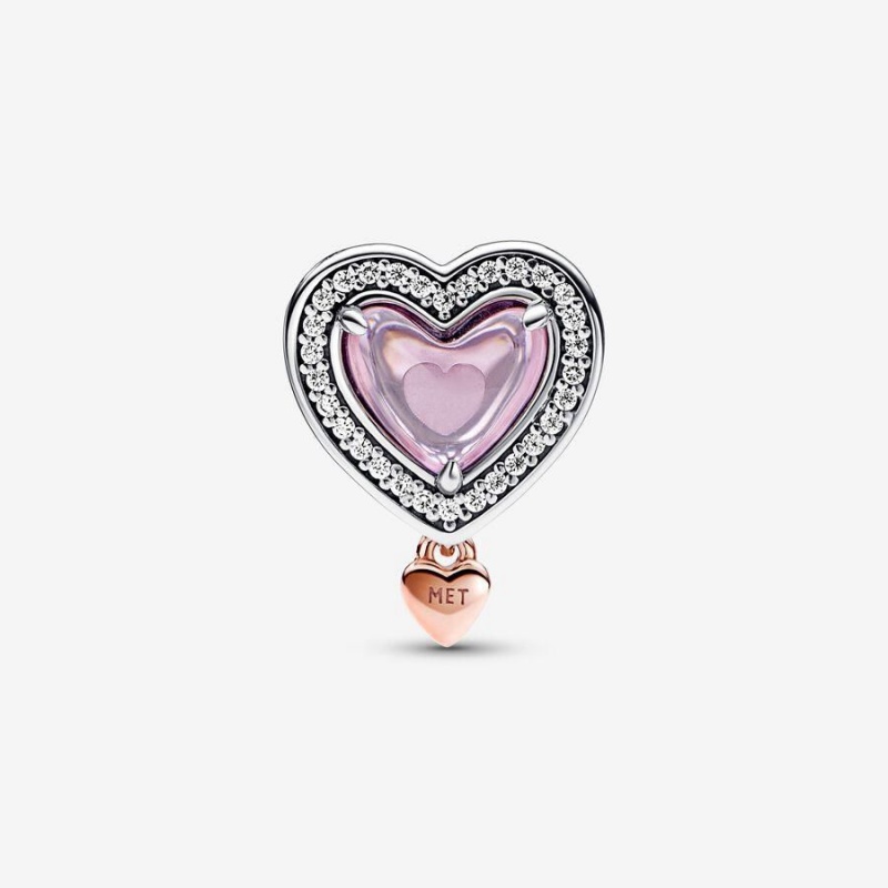 Charm Pandora Two-Tone Openwork Mom & Heart Rose | XYY-60701156