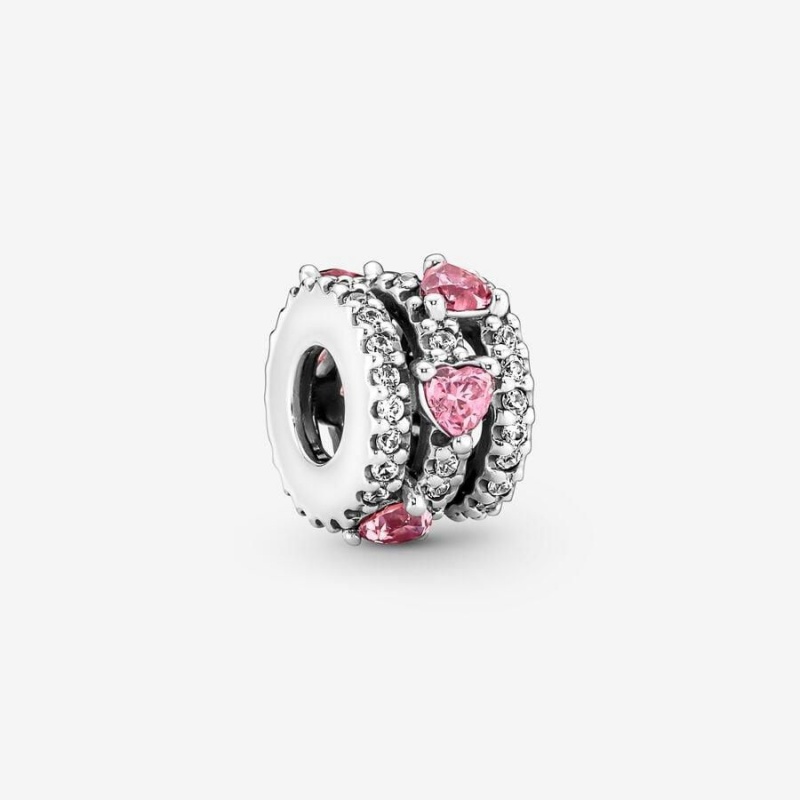 Charm Pandora Sparkling Triple Halo Hearts Rose | NOL-87849098