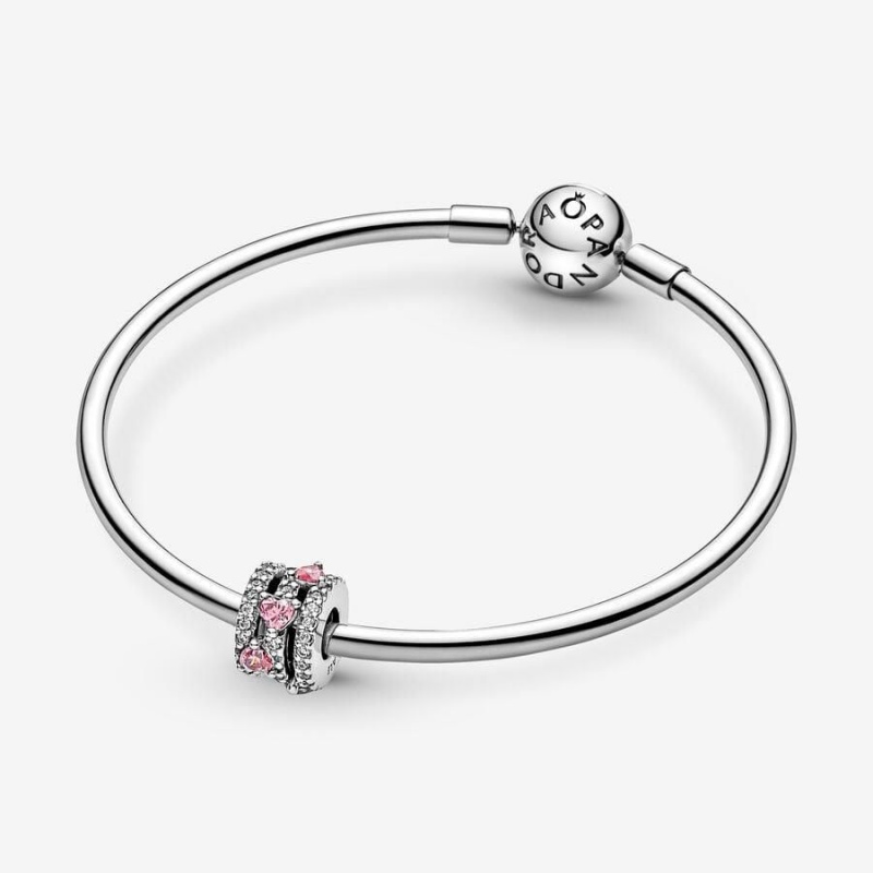 Charm Pandora Sparkling Triple Halo Hearts Rose | NOL-87849098