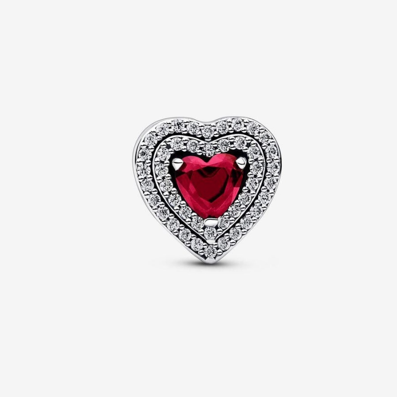 Charm Pandora Sparkling Levelled Heart Rouge | YWH-42823523