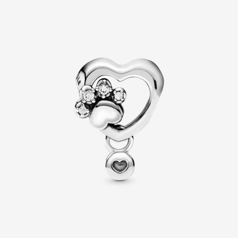 Charm Pandora Sparkling Paw Print & Heart | RWC-44101024