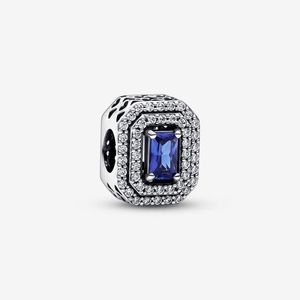 Charm Pandora Sparkling Leveled Rectangular Bleu | LZU-16698076