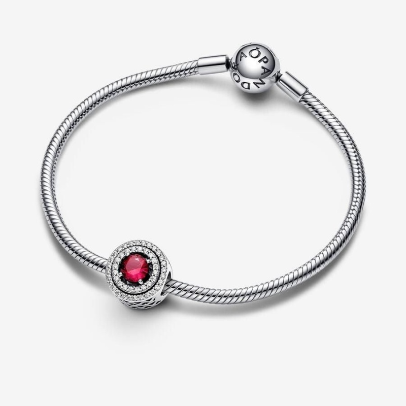 Charm Pandora Sparkling Leveled Round Rouge | UDX-62616637