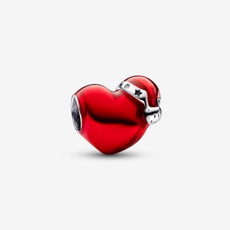 Charm Pandora Metallic Christmas Heart Rouge | FZS-39528487