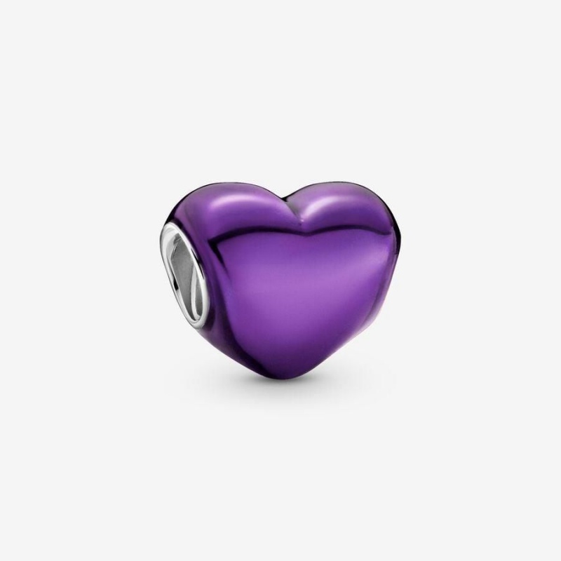 Charm Pandora Metallic Heart Violette | TJX-28855233