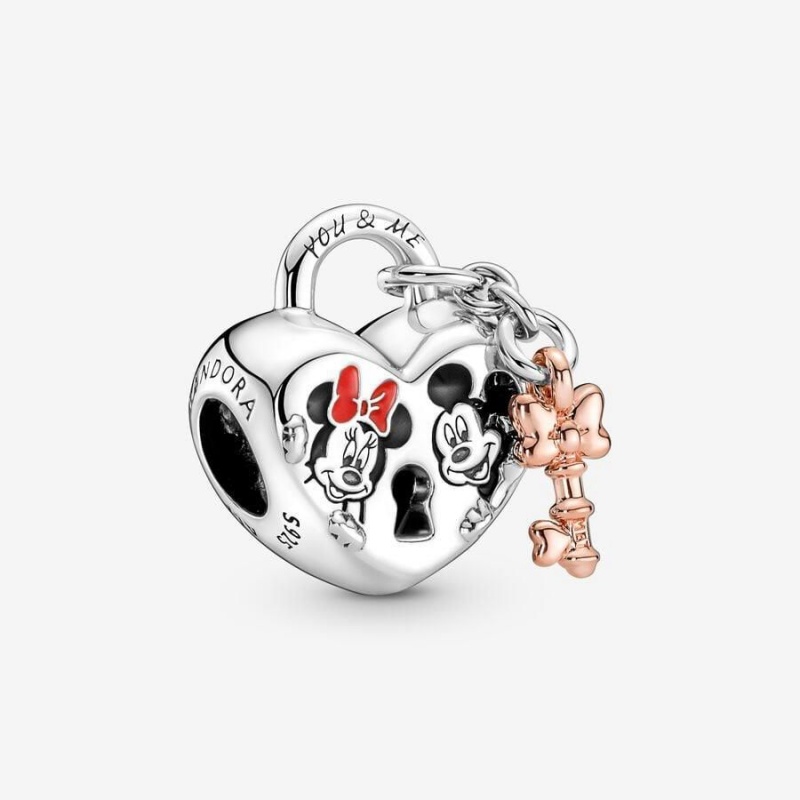 Charm Pandora Disney Mickey Mouse & Minnie Mouse Padlock Rouge | EDX-30285736