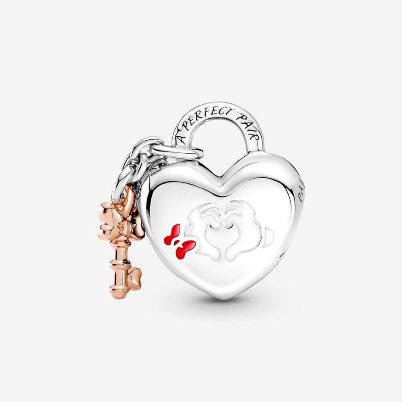 Charm Pandora Disney Mickey Mouse & Minnie Mouse Padlock Rouge | EDX-30285736