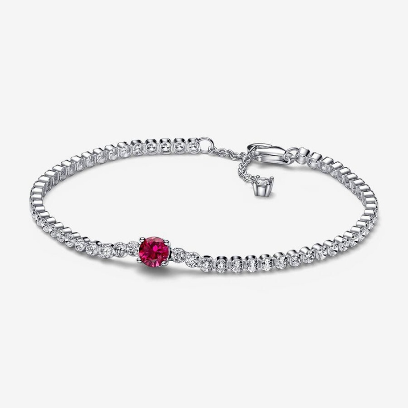 Bracelet avec Charms Pandora Sparkling Round Pavé Tennis Rouge | QCV-66100089