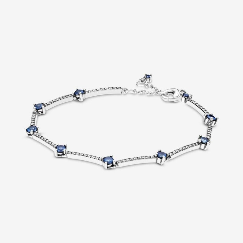 Bracelet avec Charms Pandora Sparkling Pavé Bars Bleu | AVJ-94097816