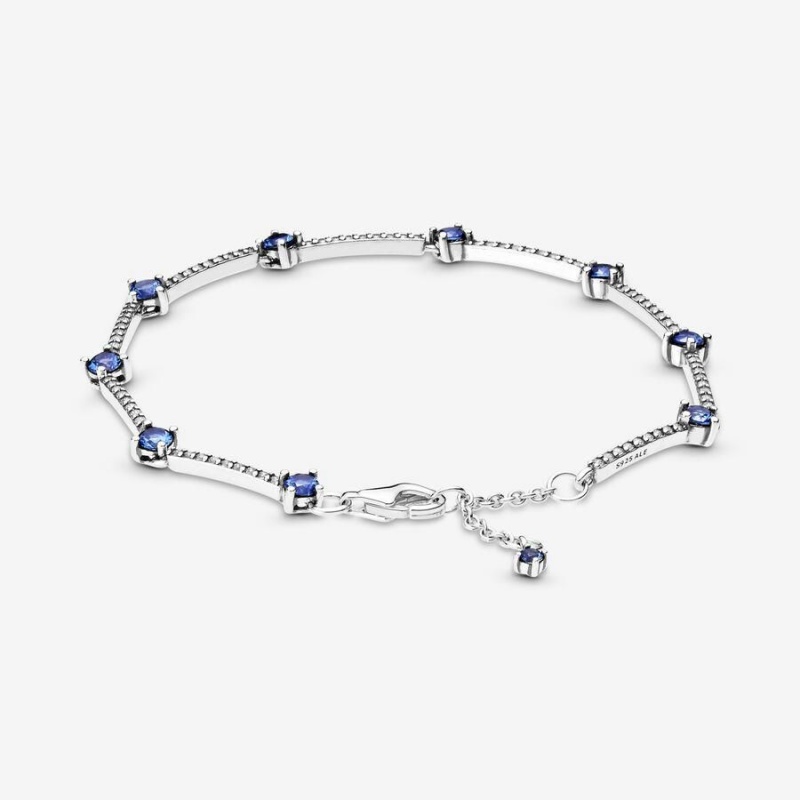 Bracelet avec Charms Pandora Sparkling Pavé Bars Bleu | AVJ-94097816