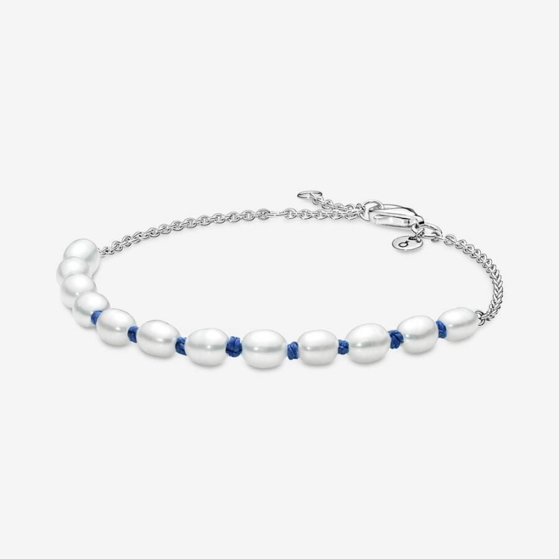 Bracelet Cha?ne Pandora Treated Freshwater Cultured Pearl Cord Bleu | UFD-95308792