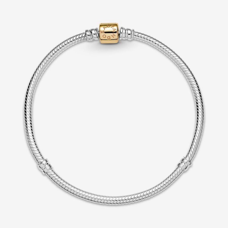 Bracelet Cha?ne Pandora Moments Two-Tone Barrel Clasp Snake | PXT-39503719