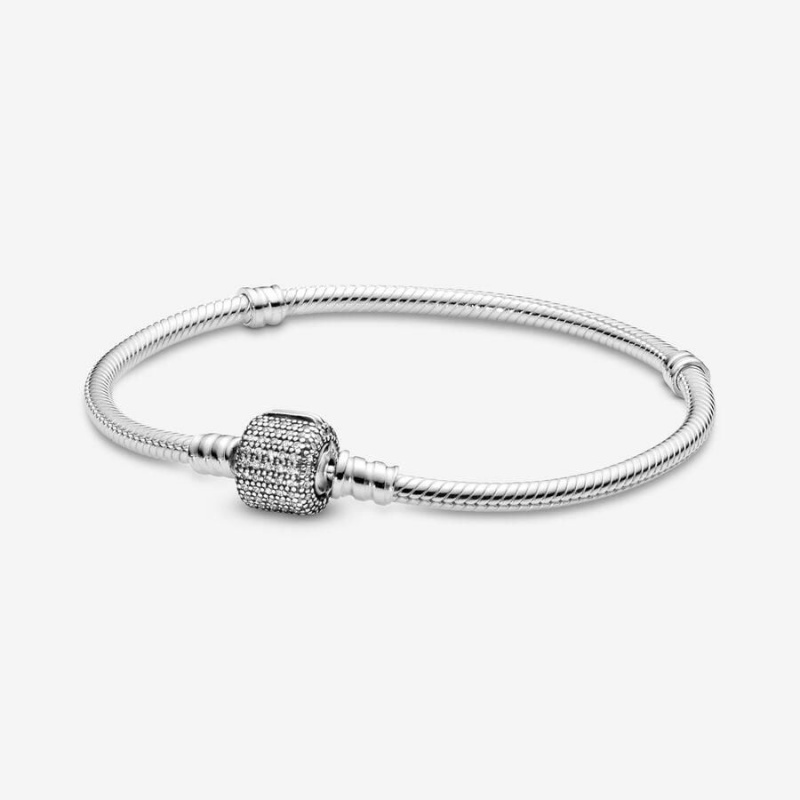 Bracelet Cha?ne Pandora Moments Sparkling Pavé Clasp Snake | YSR-95776572