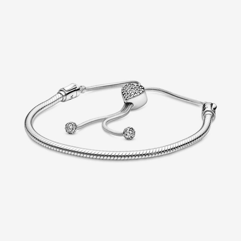 Bracelet Cha?ne Pandora Moments Pavé Heart Clasp Snake Slider | KMP-20229374