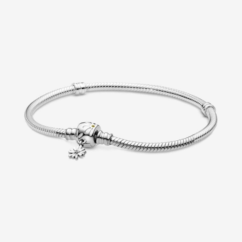 Bracelet Cha?ne Pandora Moments Daisy Flower Clasp Snake Jaune | MCY-11500490