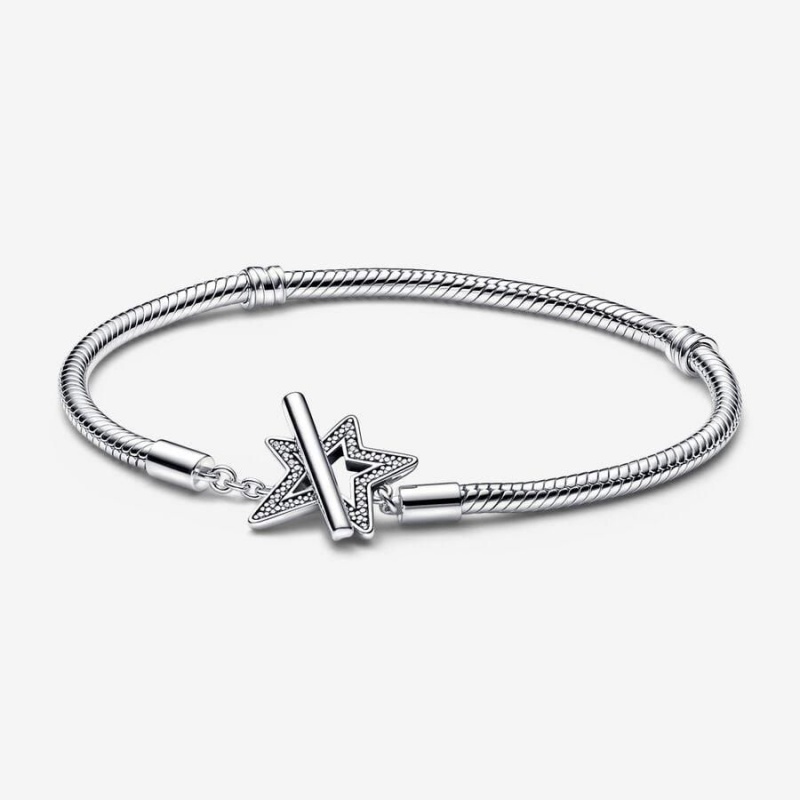 Bracelet Cha?ne Pandora Moments Asymmetric Star T-Bar Snake | PZK-30616020