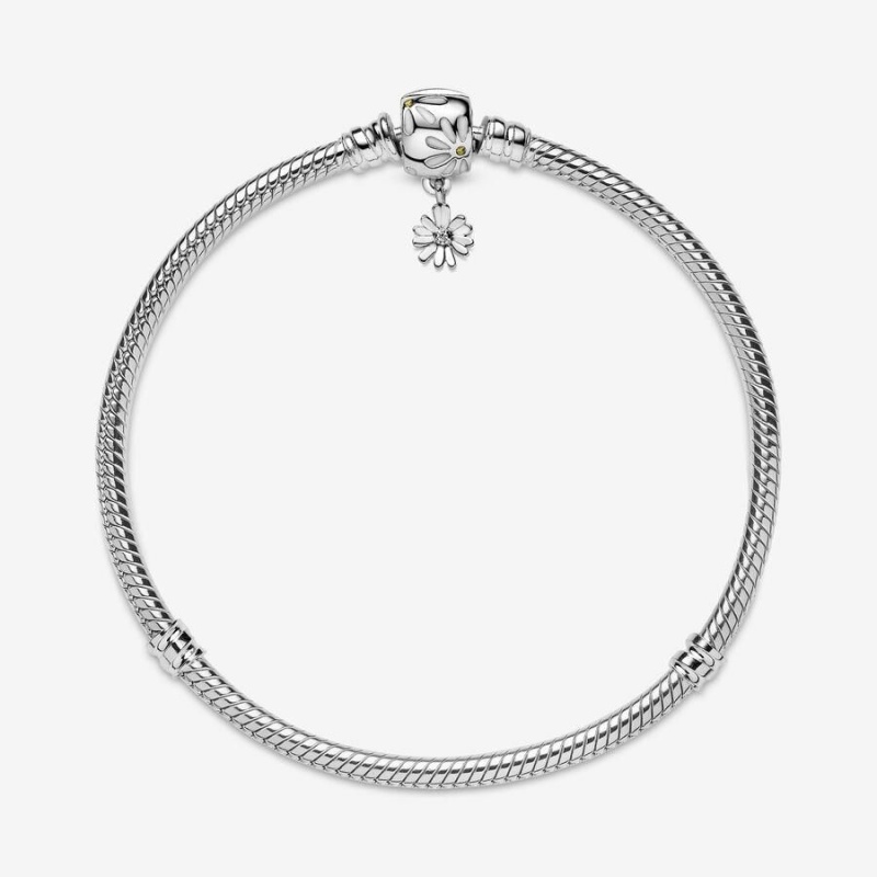 Bracelet Cha?ne Pandora Moments Daisy Flower Clasp Snake Jaune | MCY-11500490