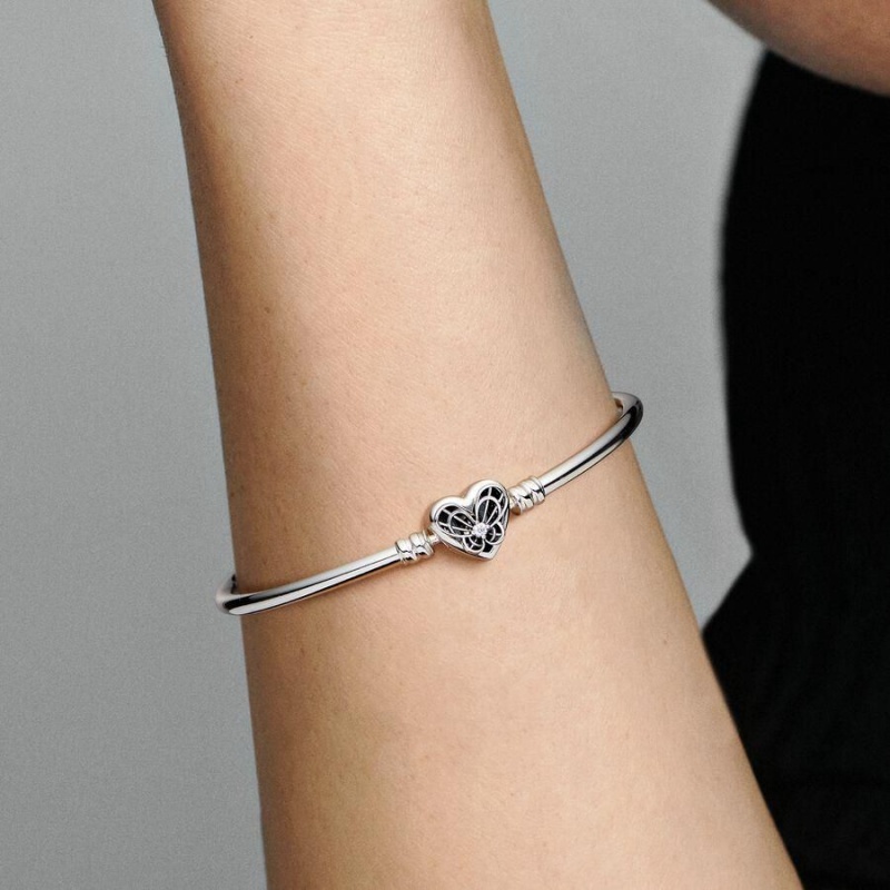 Bracelet Jonc Pandora Moments Heart & Butterfly | SQH-65864975