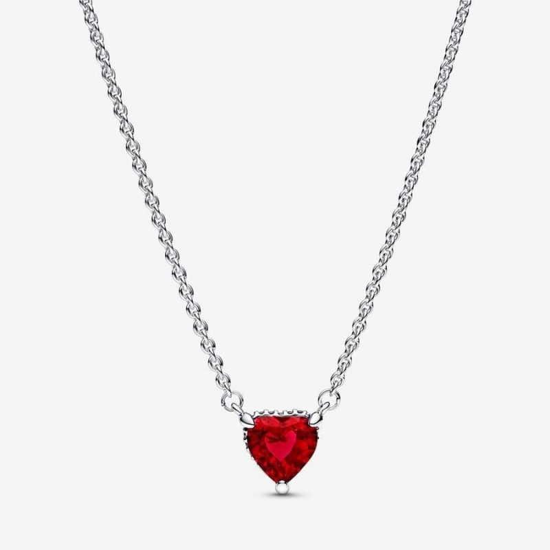 Collier avec Pendentif Pandora Sparkling Heart Halo Collier Rouge | GUX-35411206