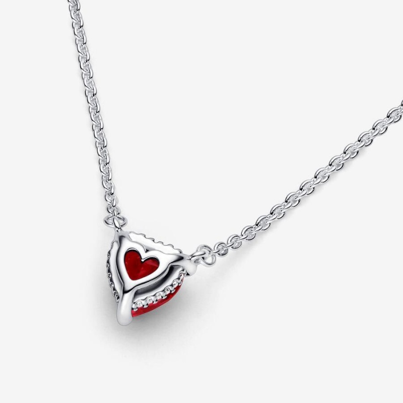 Collier avec Pendentif Pandora Sparkling Heart Halo Collier Rouge | GUX-35411206