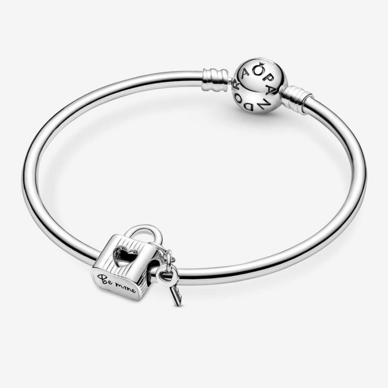 Charm Pandora Padlock & Heart Key Noir | OJQ-35433492