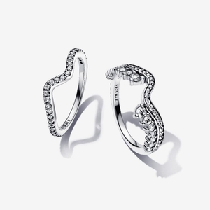 Ensemble Bague Pandora Sparkling Asymmetric Wave | KWZ-72587516