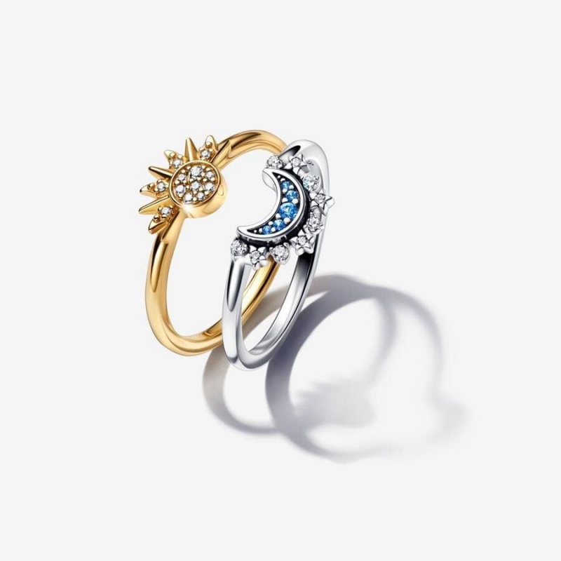 Ensemble Bague Pandora Celestial Sun & Moon Bleu | SBF-21272946