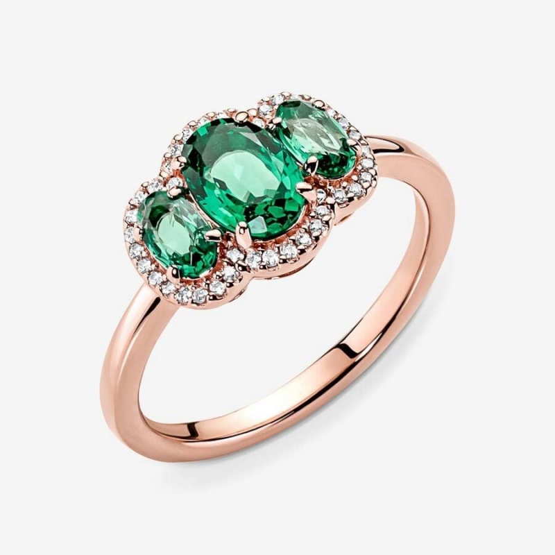 Bague Pandora Three Stone Vintage Vert | HWC-62557807