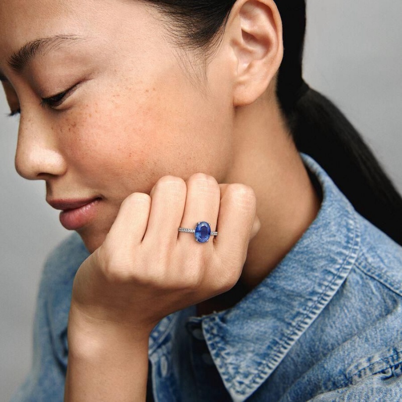 Bague Pandora Sparkling Statement Halo Bleu | RJD-20454731