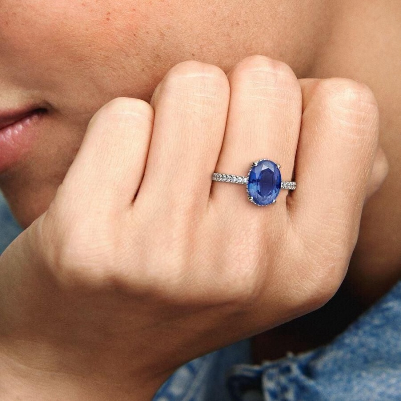 Bague Pandora Sparkling Statement Halo Bleu | RJD-20454731