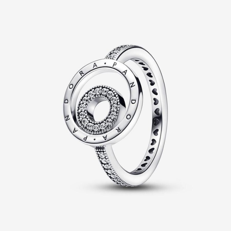 Bague Pandora Signature Logo Circles Pavé | XIE-29801677