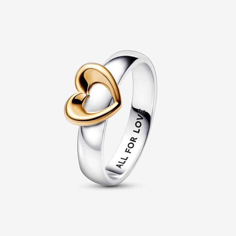 Bague Pandora Radiant Two-Tone Sliding Heart | KHG-10942982