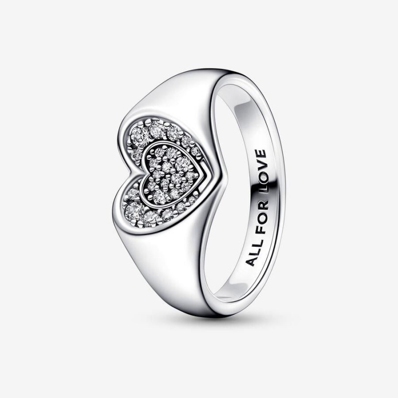 Bague Pandora Radiant Heart Pavé Signet | HUO-93390151