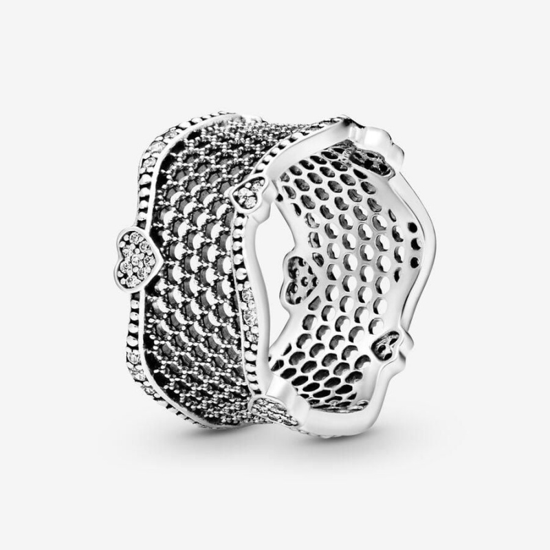 Bague Pandora Pavé Hearts Dentelle | JXS-55751303