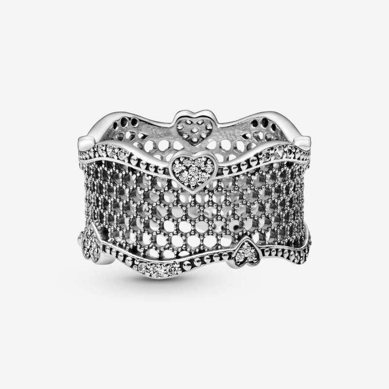 Bague Pandora Pavé Hearts Dentelle | JXS-55751303