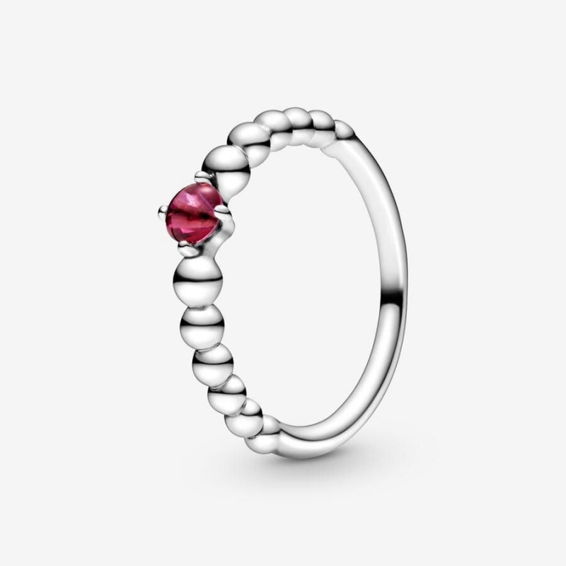 Bague Pandora July Beaded Rouge | FWS-93848636