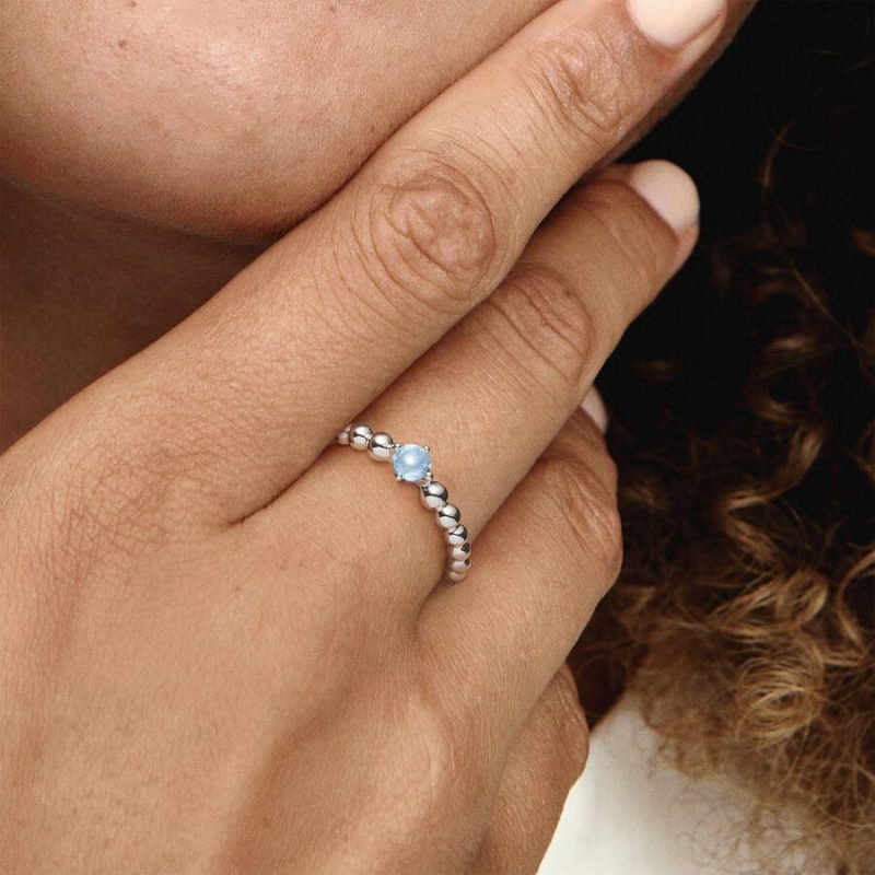 Bague Pandora December Beaded Bleu | VVO-96207992