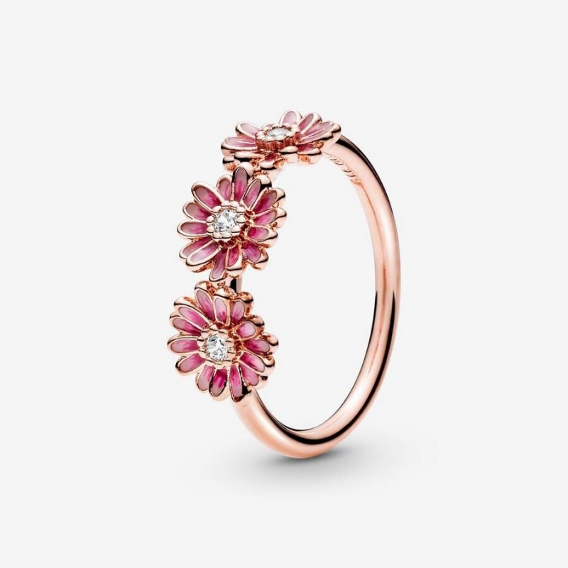 Bague Pandora Daisy Flower Trio Rose | OCQ-65129661