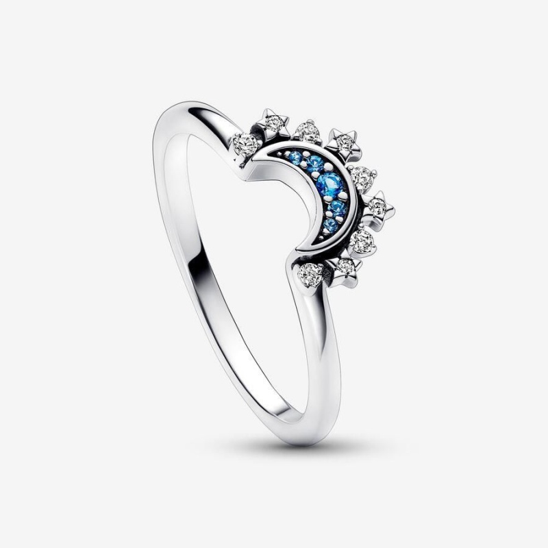 Bague Pandora Celestial Sparkling Moon Bleu | YVX-78519281