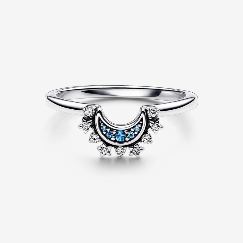 Bague Pandora Celestial Sparkling Moon Bleu | YVX-78519281