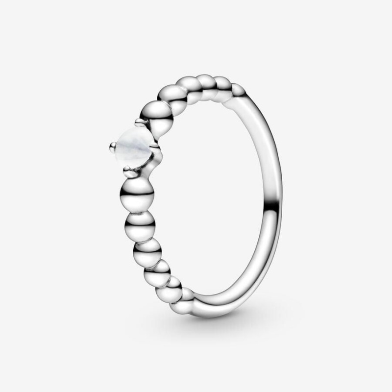 Bague Pandora April Beaded Blanche | BIQ-08331241