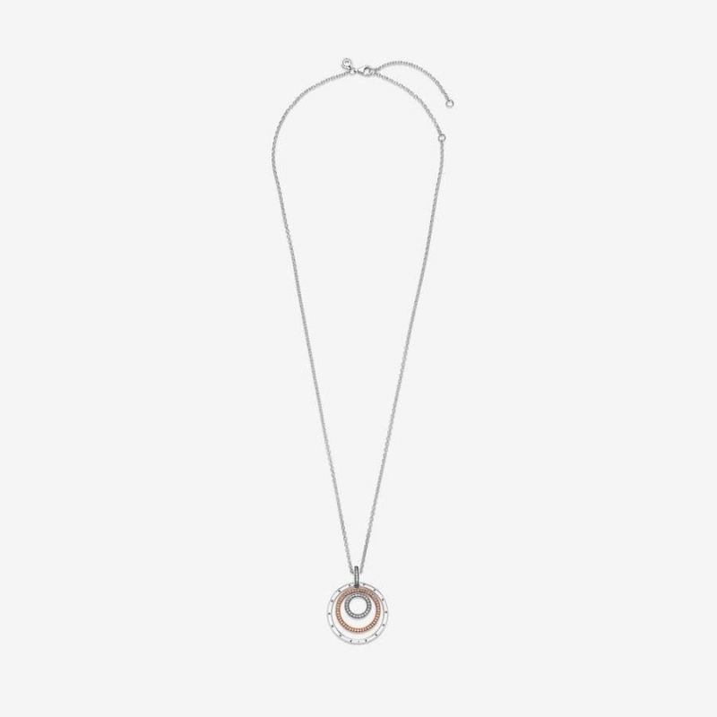 Collier avec Pendentif Pandora Two-Tone Circles | NVK-76040368