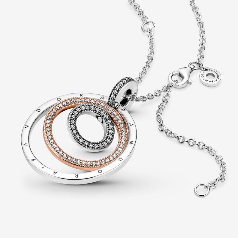 Collier avec Pendentif Pandora Two-Tone Circles | NVK-76040368