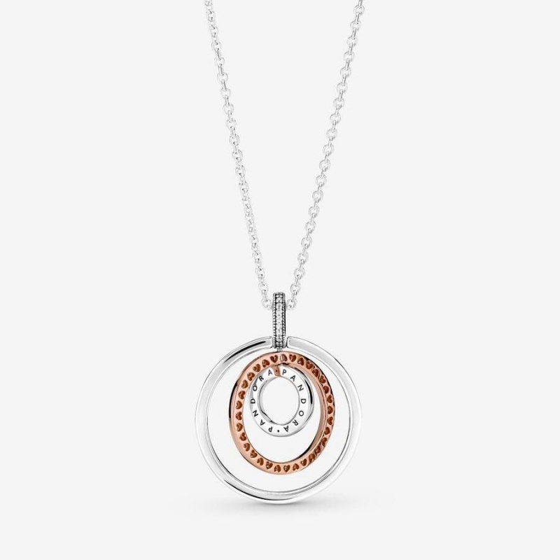 Collier avec Pendentif Pandora Two-Tone Circles | NVK-76040368