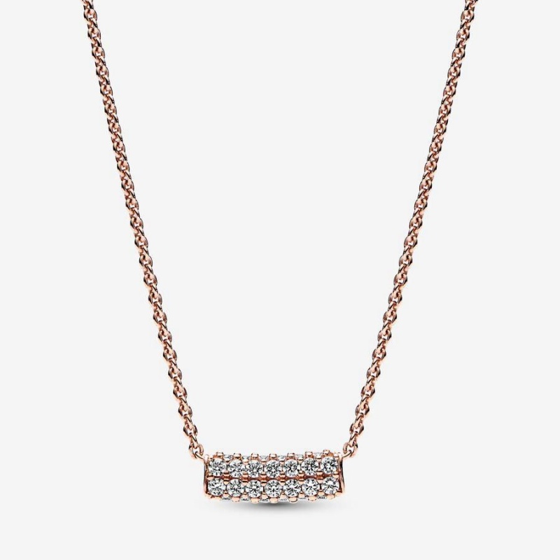 Collier avec Pendentif Pandora Timeless Pavé Double-Row Bar Collier | OYB-12621257