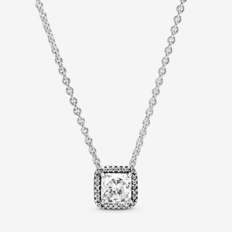 Collier avec Pendentif Pandora Square Sparkle Halo | UNE-86197976