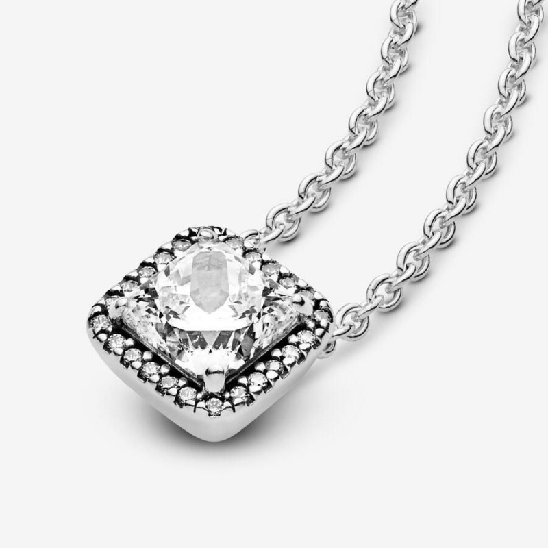 Collier avec Pendentif Pandora Square Sparkle Halo | UNE-86197976